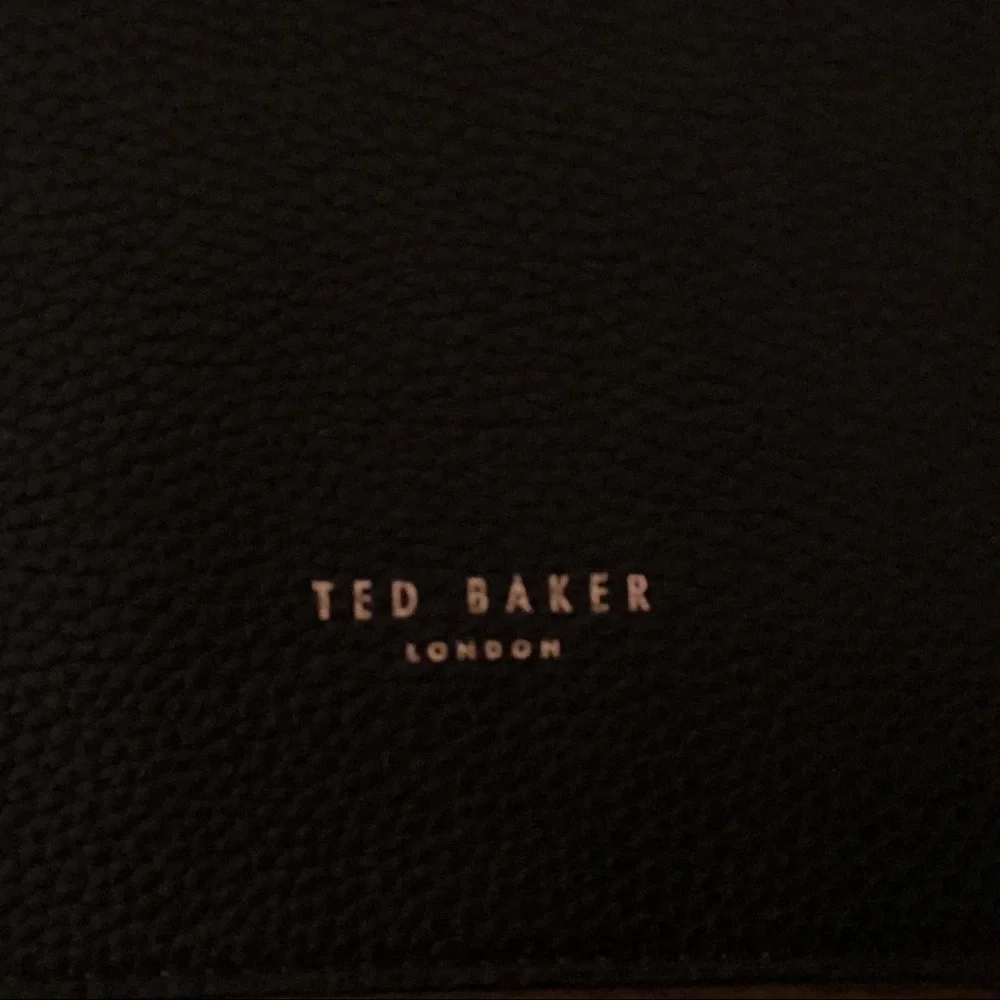 Ted Baker London Black Pebbled Leather Bow Clutch Cosmetic Bag NWOT